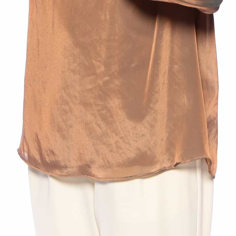 BARNEYS NEW YORK ウォッシャブル シアー素材ドレープブラウス (キャミソール付き) BROWN
