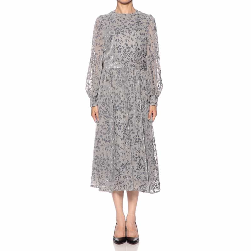 BARNEYS NEW YORK オパールプリントベルベット ドレス GRAY