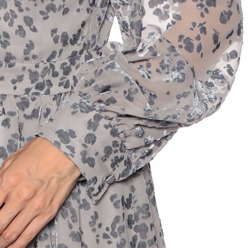 BARNEYS NEW YORK オパールプリントベルベット ドレス GRAY