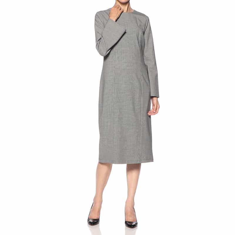 BARNEYS NEW YORK チェック柄Iラインドレス BLACK