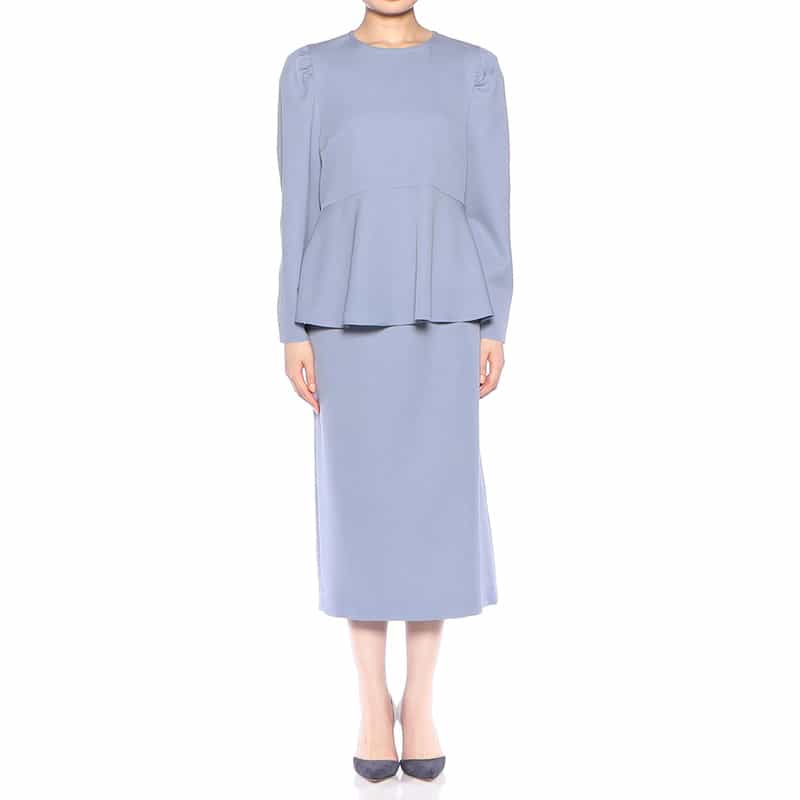 BARNEYS NEW YORK セットアップ ウール素材ペプラムヘムブラウス BLUE