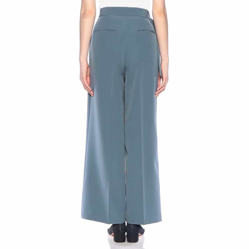 BARNEYS NEW YORK ウォッシャブル ウエストベルトデザイン タックパンツ GREEN