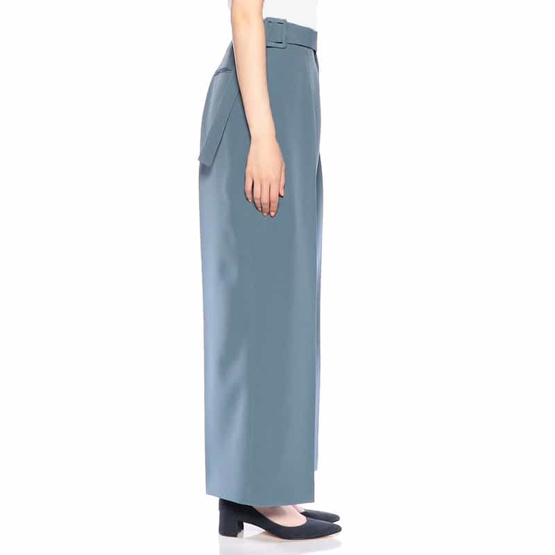 BARNEYS NEW YORK ウォッシャブル ウエストベルトデザイン タックパンツ GREEN