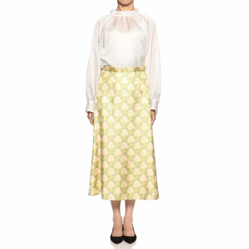 BARNEYS NEW YORK ウォッシャブル フラワープリントスカート YELLOW