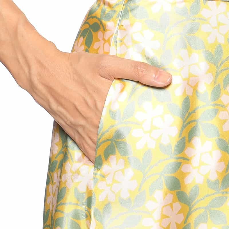 BARNEYS NEW YORK ウォッシャブル フラワープリントスカート YELLOW