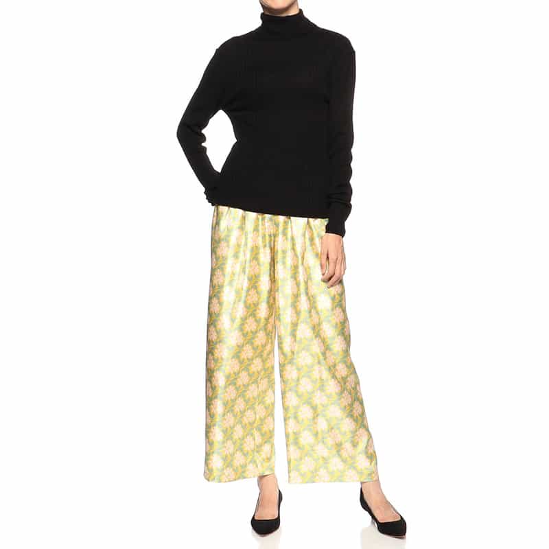 BARNEYS NEW YORK ウォッシャブル フラワープリント ドローストリングパンツ YELLOW