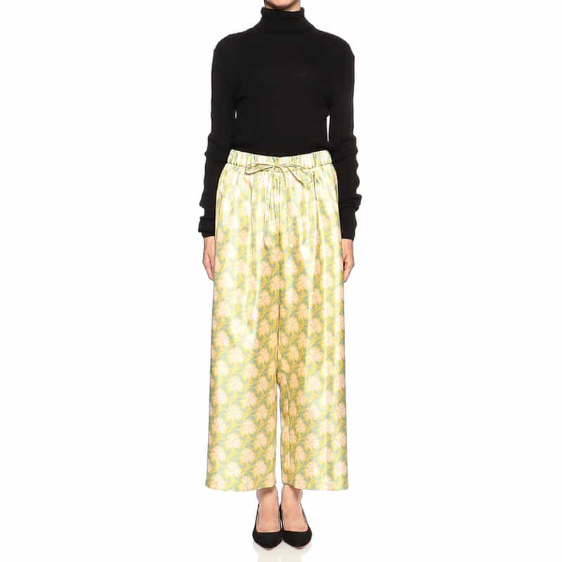 BARNEYS NEW YORK ウォッシャブル フラワープリント ドローストリングパンツ YELLOW