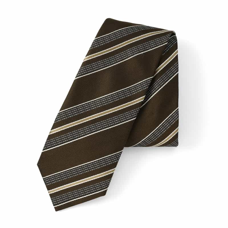 BARNEYS NEW YORK レジメンタル柄タイ BROWN
