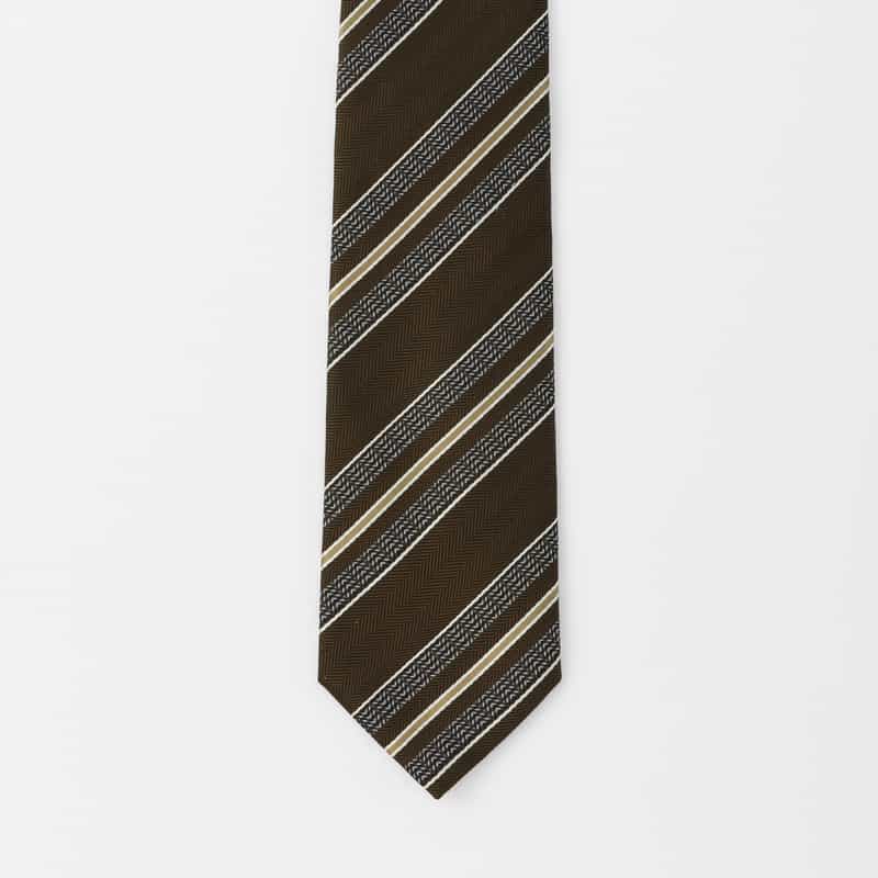 BARNEYS NEW YORK レジメンタル柄タイ BROWN