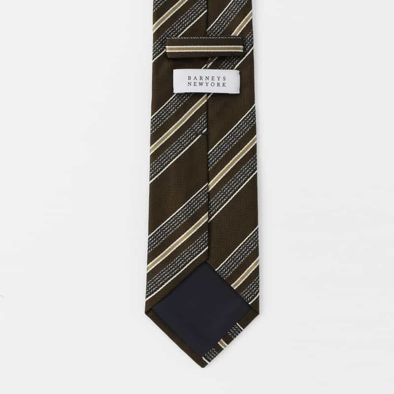 BARNEYS NEW YORK レジメンタル柄タイ BROWN