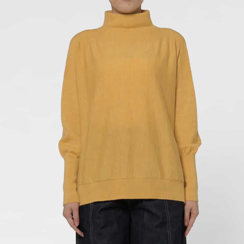 BARNEYS NEW YORK ウール素材 モックネック ポンチョ風ニットプルオーバー YELLOW