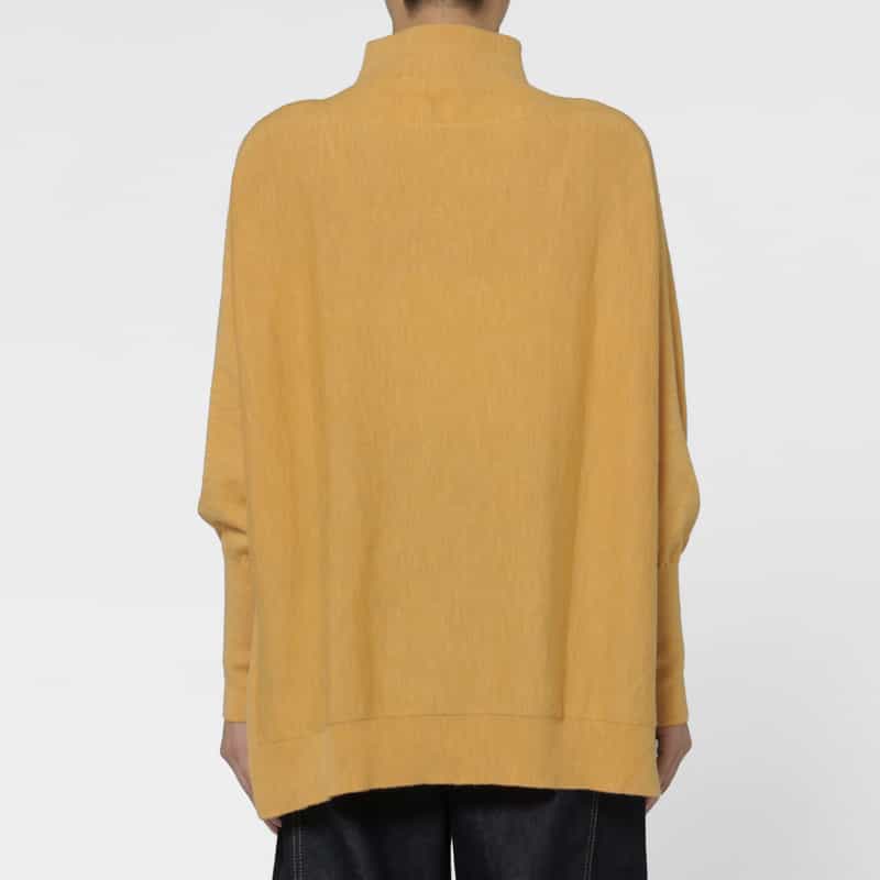 BARNEYS NEW YORK ウール素材 モックネック ポンチョ風ニットプルオーバー YELLOW