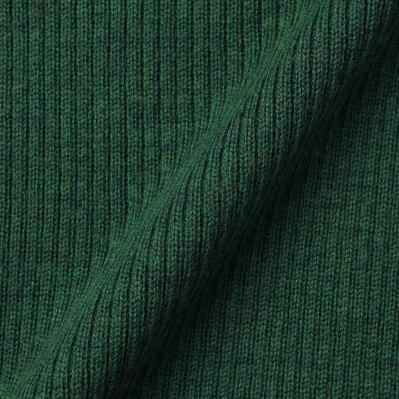 BARNEYS NEW YORK ウール素材 モックネック リブニットプルオーバー GREEN
