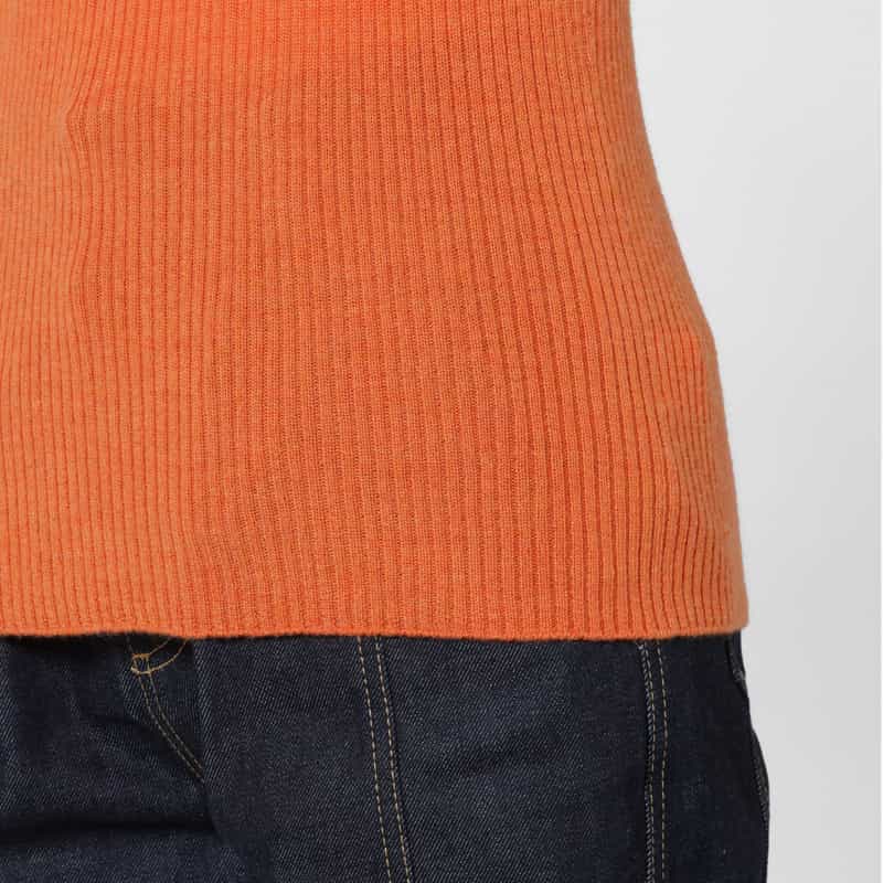 BARNEYS NEW YORK ウール素材 モックネック リブニットプルオーバー ORANGE