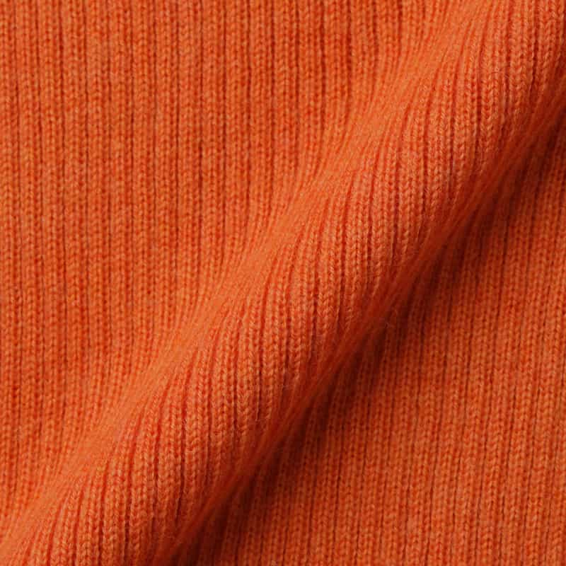 BARNEYS NEW YORK ウール素材 モックネック リブニットプルオーバー ORANGE