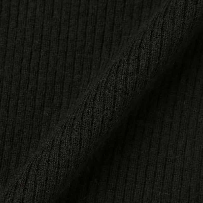 BARNEYS NEW YORK ウール素材 モックネック リブニットプルオーバー BLACK