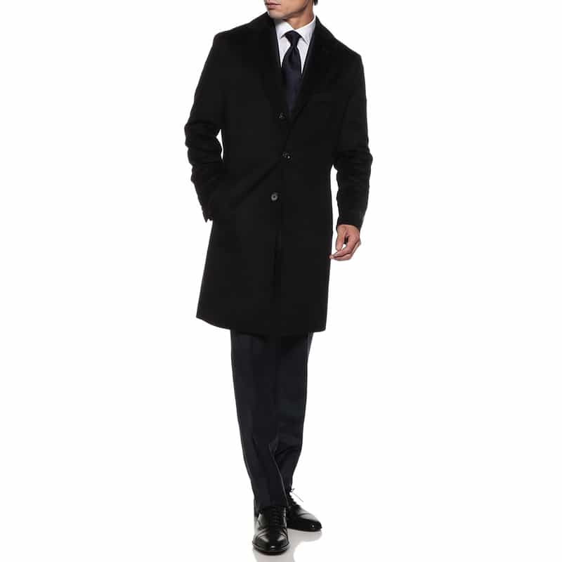 BARNEYS NEW YORK カシミヤチェスターコート NAVY