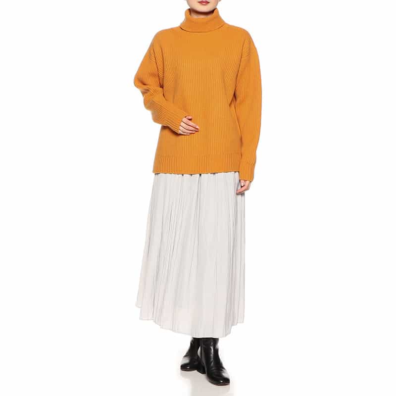 BARNEYS NEW YORK ウール タートルネックニットプルオーバー ORANGE