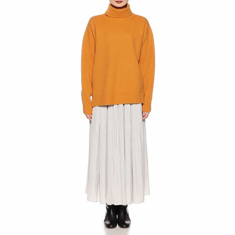 BARNEYS NEW YORK ウール タートルネックニットプルオーバー ORANGE
