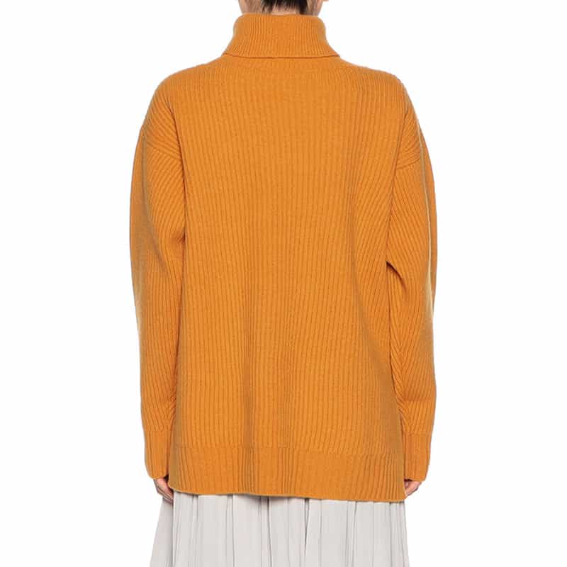 BARNEYS NEW YORK ウール タートルネックニットプルオーバー ORANGE