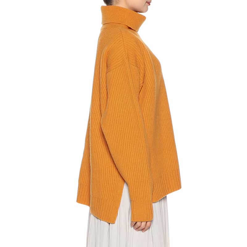 BARNEYS NEW YORK ウール タートルネックニットプルオーバー ORANGE