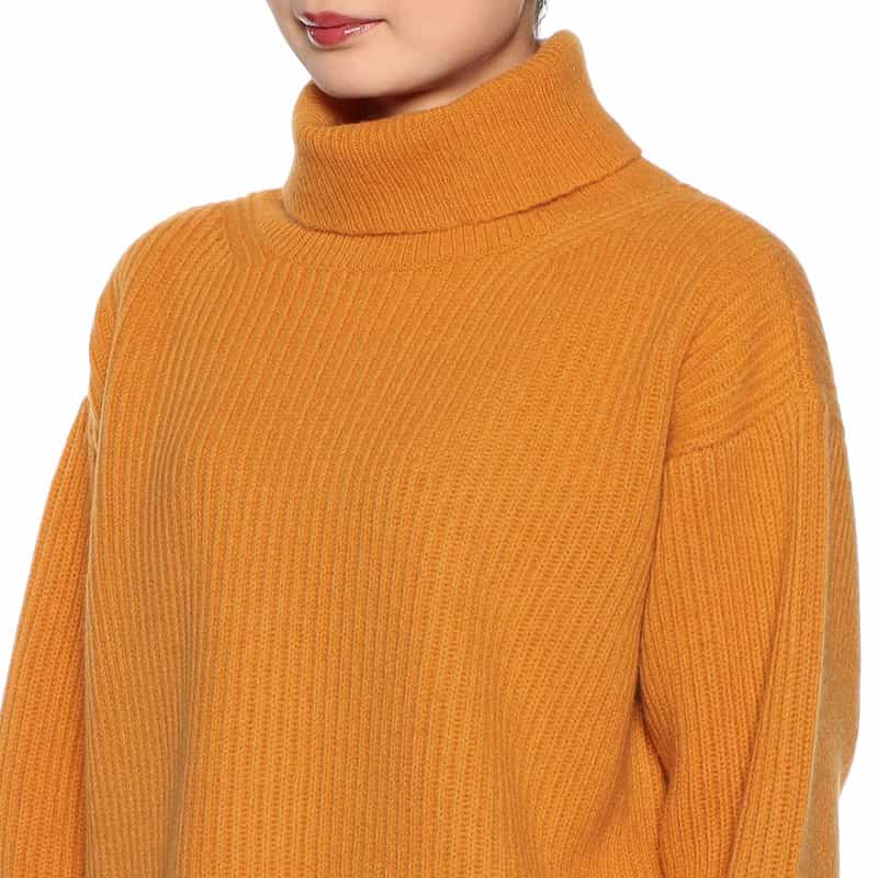 BARNEYS NEW YORK ウール タートルネックニットプルオーバー ORANGE