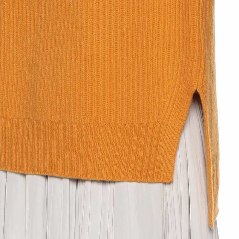 BARNEYS NEW YORK ウール タートルネックニットプルオーバー ORANGE