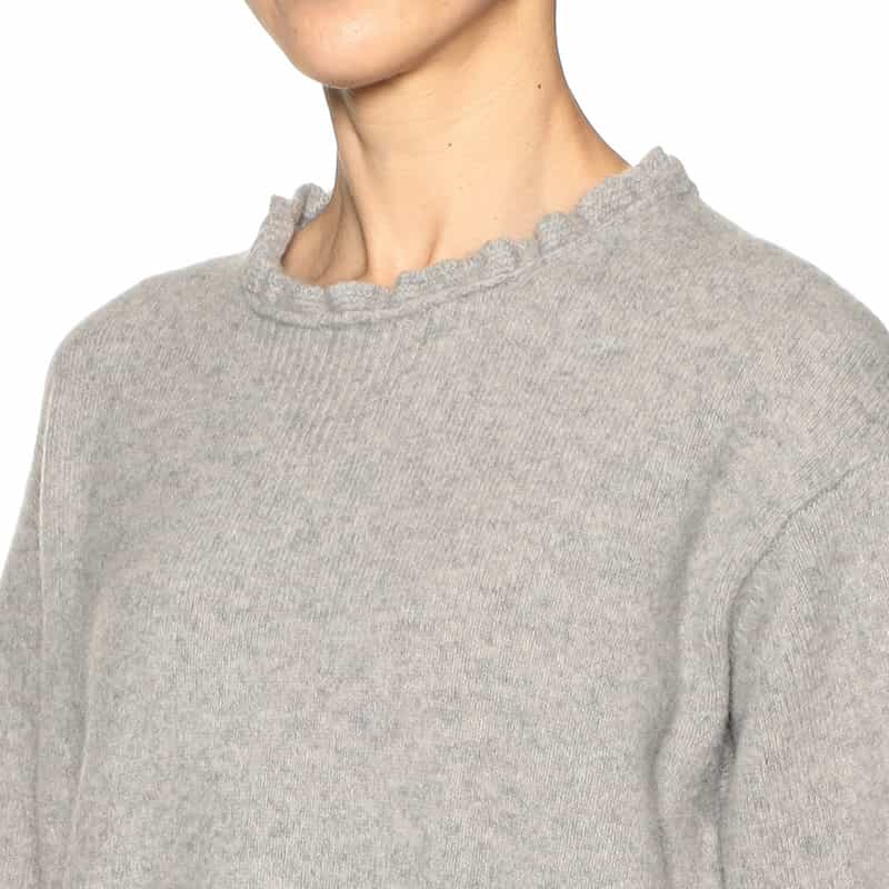 BARNEYS NEW YORK ウールカシミヤ素材フリルネック ニットドレス GRAY