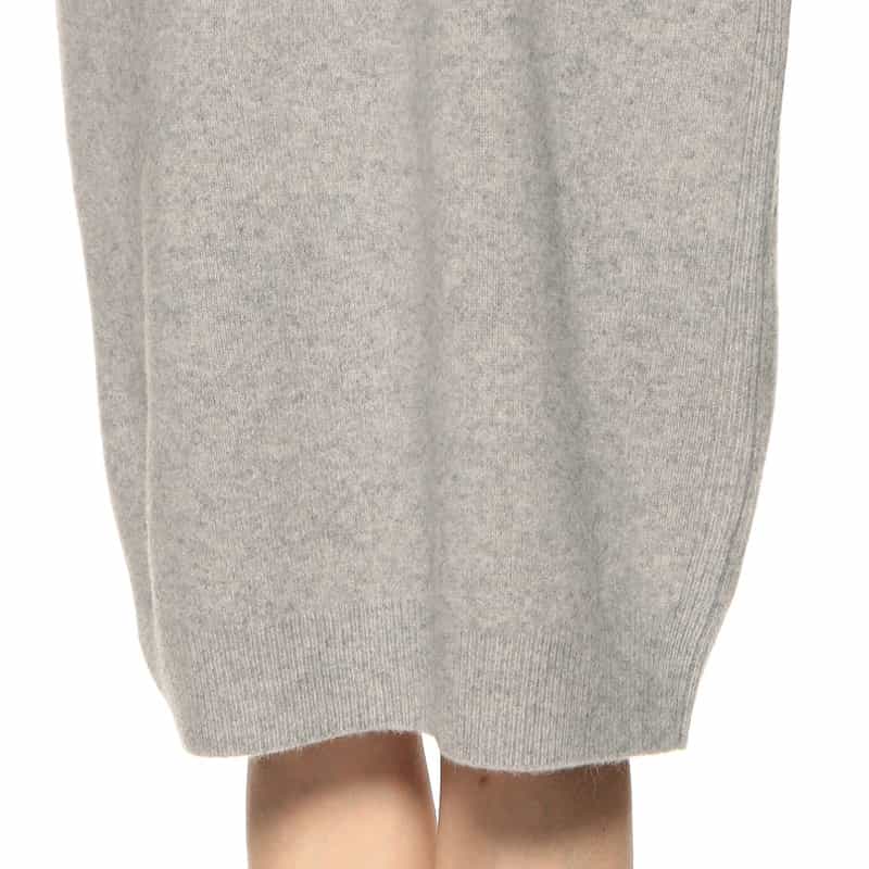 BARNEYS NEW YORK ウールカシミヤ素材フリルネック ニットドレス GRAY