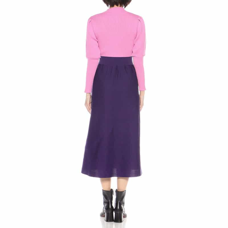 BARNEYS NEW YORK ウォッシャブルバルーンスリーブニットドレス PINK