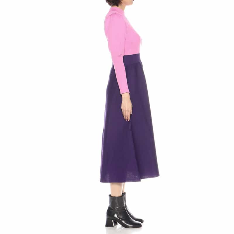 BARNEYS NEW YORK ウォッシャブルバルーンスリーブニットドレス PINK