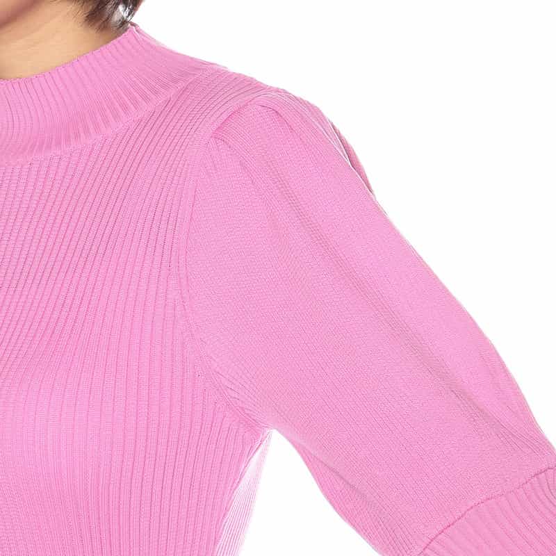 BARNEYS NEW YORK ウォッシャブルバルーンスリーブニットドレス PINK