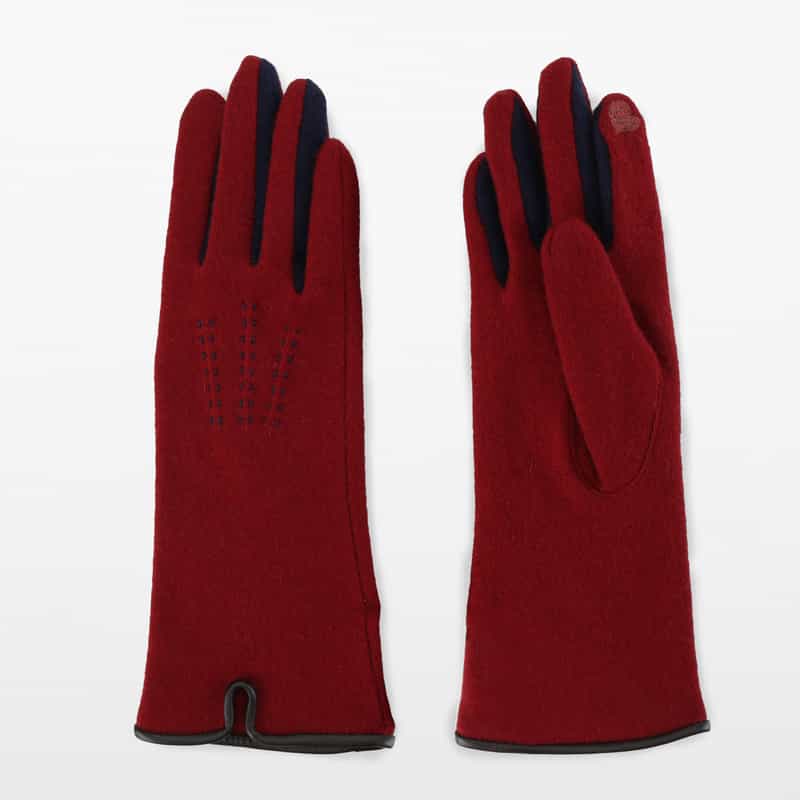 BARNEYS NEW YORK ウール素材グローブ（タッチパネル対応） RED