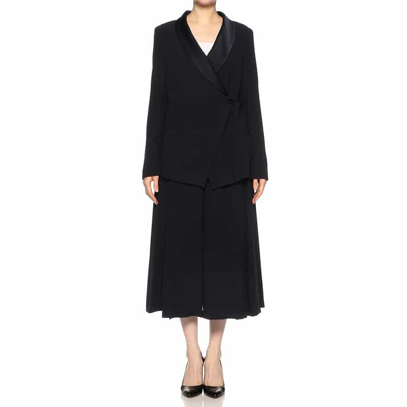 BARNEYS NEW YORK セットアップ サテンカラー ラップジャケット NAVY