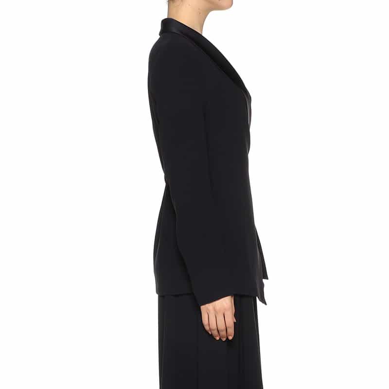 BARNEYS NEW YORK セットアップ サテンカラー ラップジャケット NAVY