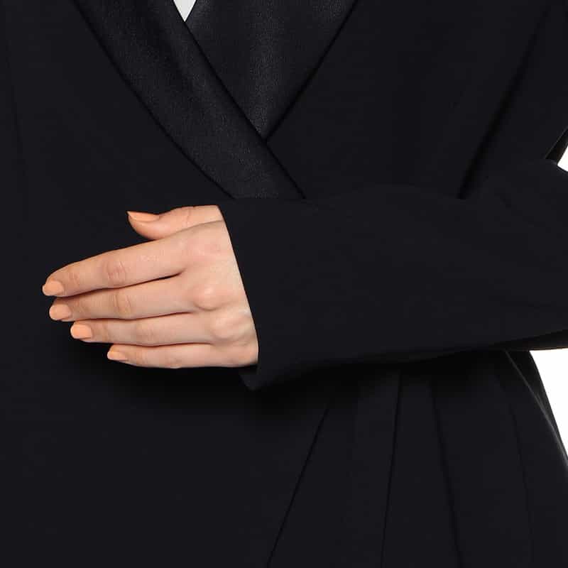 BARNEYS NEW YORK セットアップ サテンカラー ラップジャケット NAVY