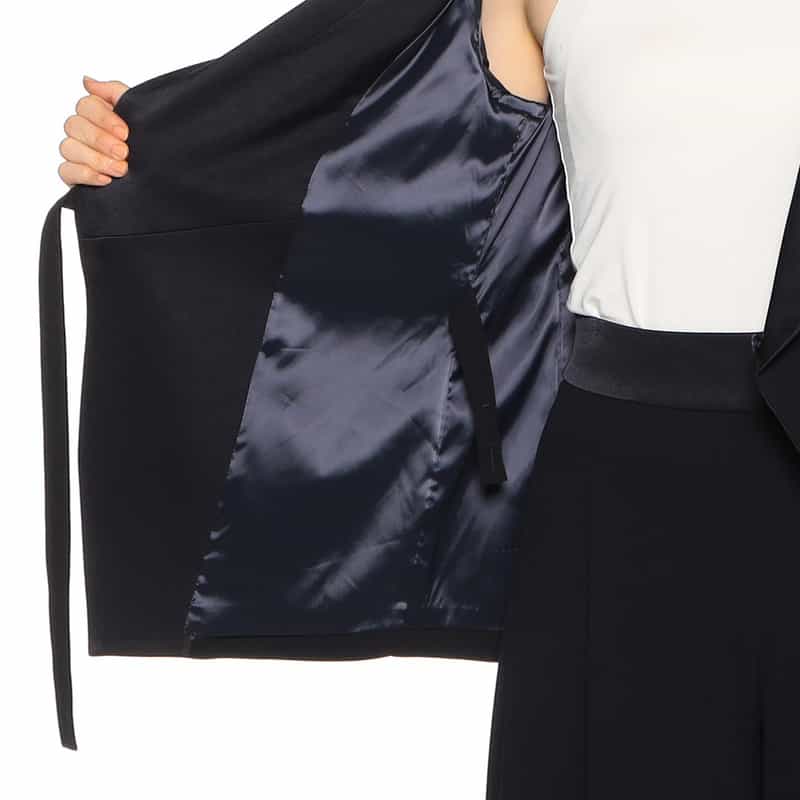 BARNEYS NEW YORK セットアップ サテンカラー ラップジャケット NAVY