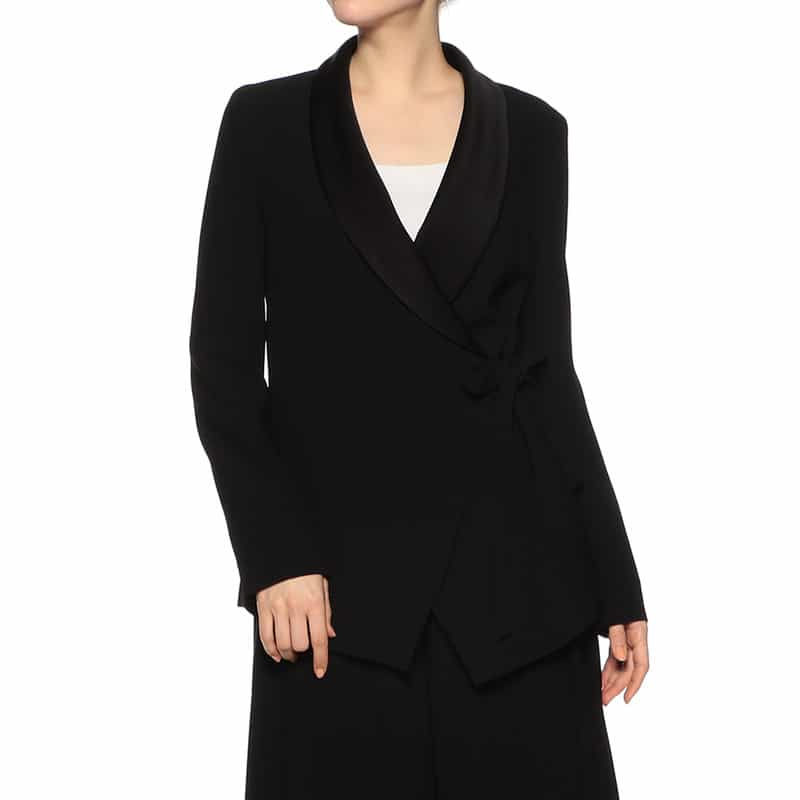 BARNEYS NEW YORK セットアップ サテンカラー ラップジャケット BLACK