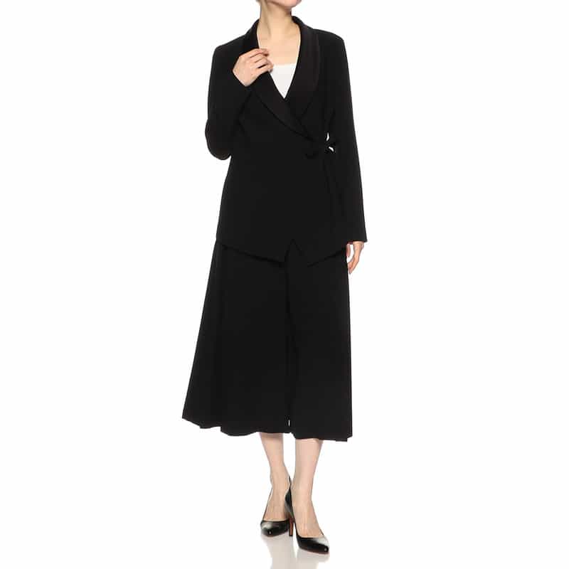 BARNEYS NEW YORK セットアップ サテンカラー ラップジャケット BLACK