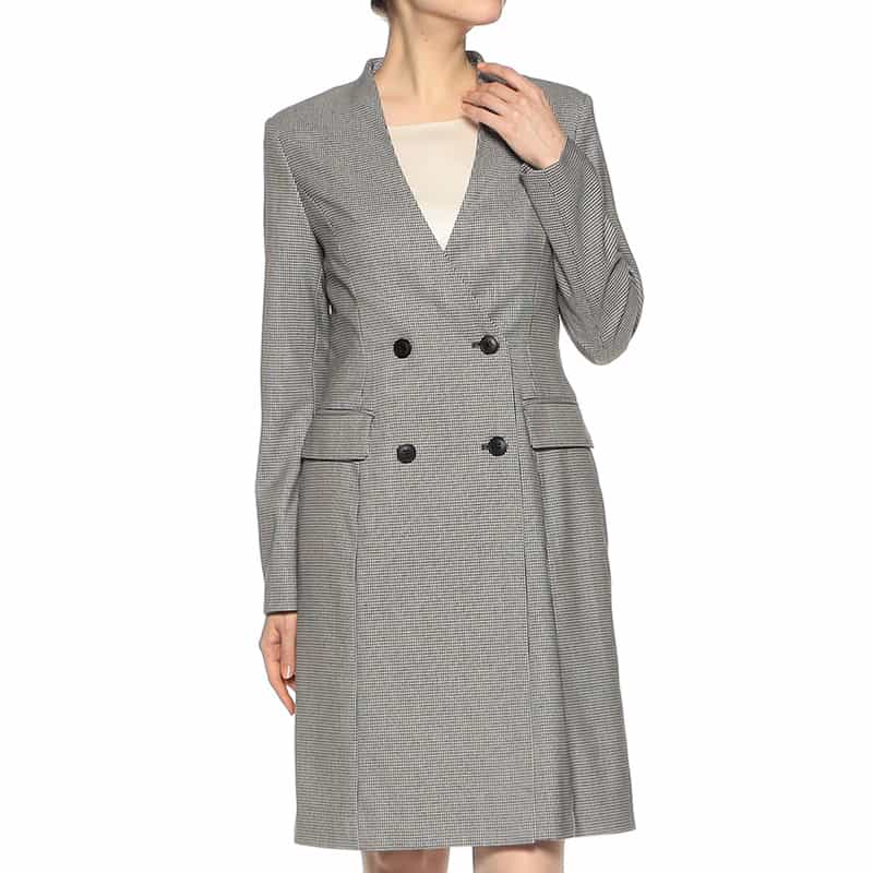 BARNEYS NEW YORK 千鳥格子柄ジャケットドレス GRAY
