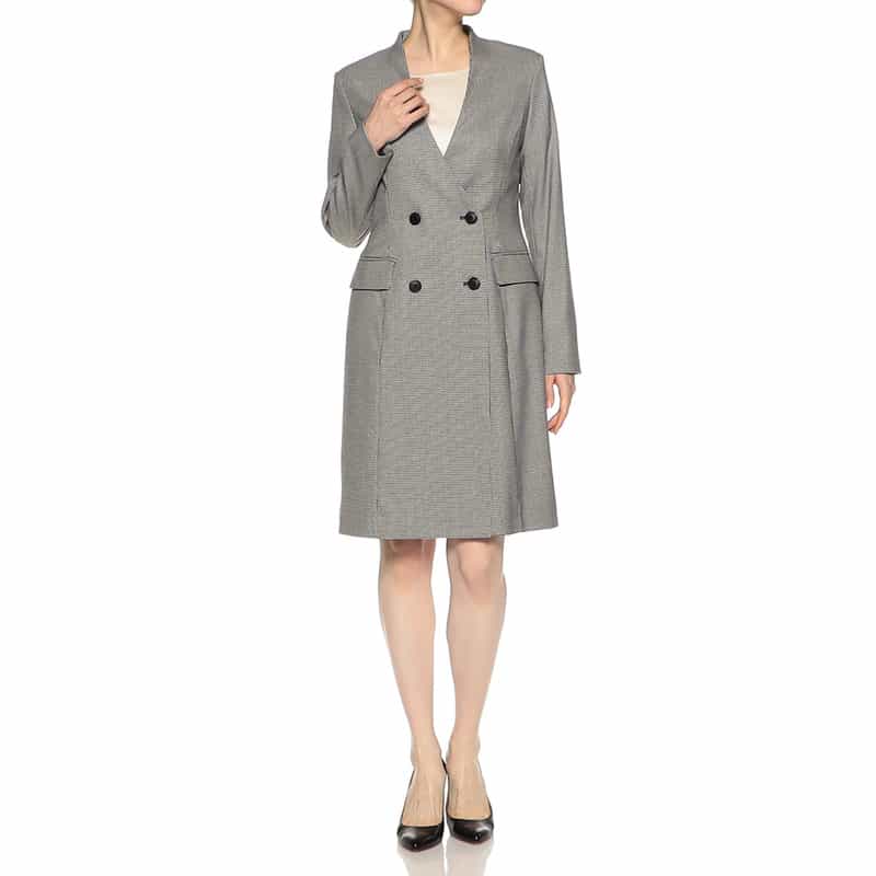 BARNEYS NEW YORK 千鳥格子柄ジャケットドレス GRAY