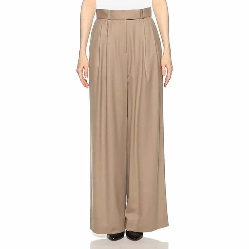 BARNEYS NEW YORK セットアップ タック入りワイドパンツ CAMEL