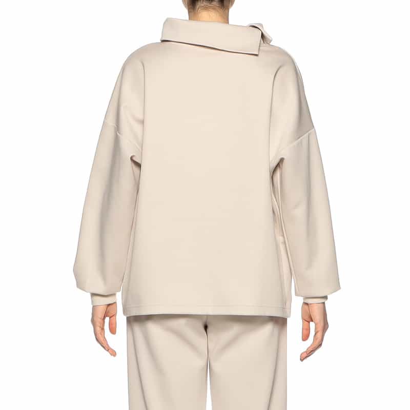 BARNEYS NEW YORK ウォッシャブル セットアップ ワイドロールネックプルオーバー IVORY