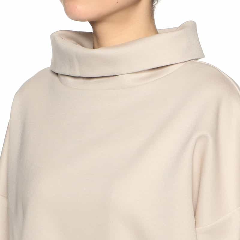 BARNEYS NEW YORK ウォッシャブル セットアップ ワイドロールネックプルオーバー IVORY