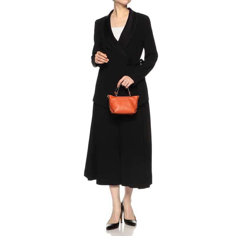 BARNEYS NEW YORK 2WAYレザー ミニハンドバッグ ORANGE