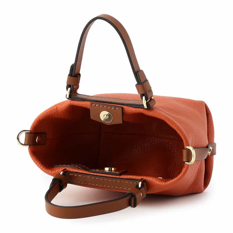 BARNEYS NEW YORK 2WAYレザー ミニハンドバッグ ORANGE