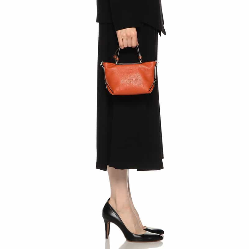 BARNEYS NEW YORK 2WAYレザー ミニハンドバッグ ORANGE