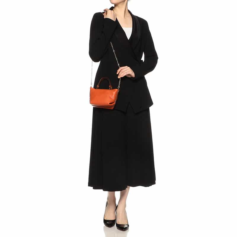 BARNEYS NEW YORK 2WAYレザー ミニハンドバッグ ORANGE