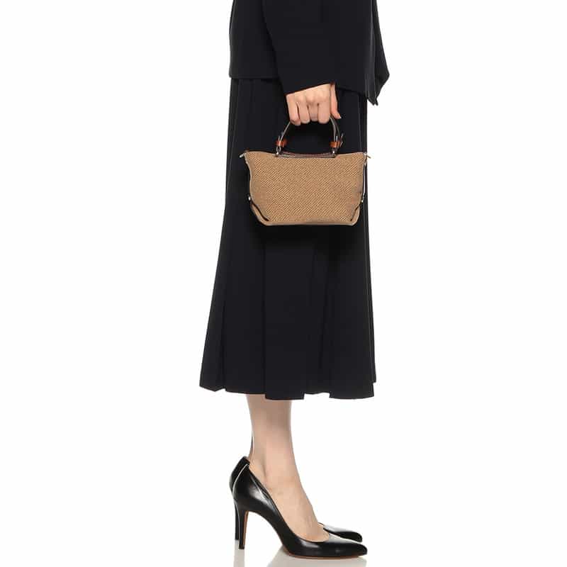 BARNEYS NEW YORK 2WAYキャンバス ミニハンドバッグ BROWN