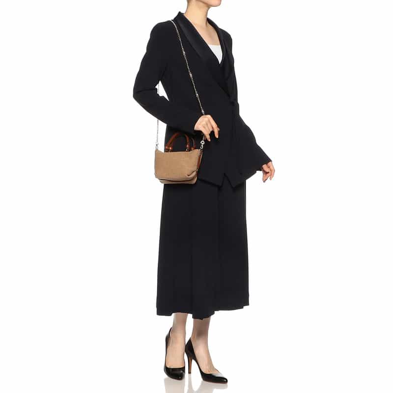 BARNEYS NEW YORK 2WAYキャンバス ミニハンドバッグ BROWN